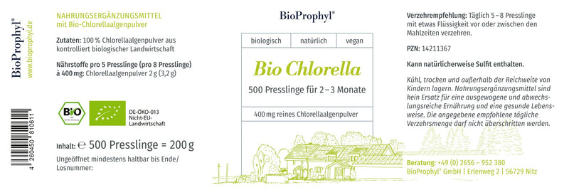Bioprophyl Execution Continuation Pack - 1X Organic Chlorella 500 + 1X Wild Garlic Essence - Pure Natural Without Additives - For One Month To Optimal Continuation Of Your Treatment According To Dr. - NewNest Australia