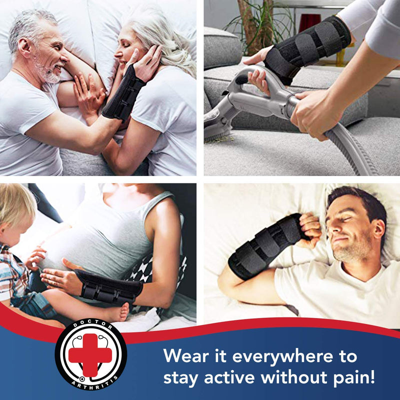 Doctor Developed Carpal Tunnel Night Wrist Brace & Wrist Support [Single] (with splint) & Doctor Written Handbook - Fully Adjustable to Fit any Hand (Right) Right - Splint Support - NewNest Australia