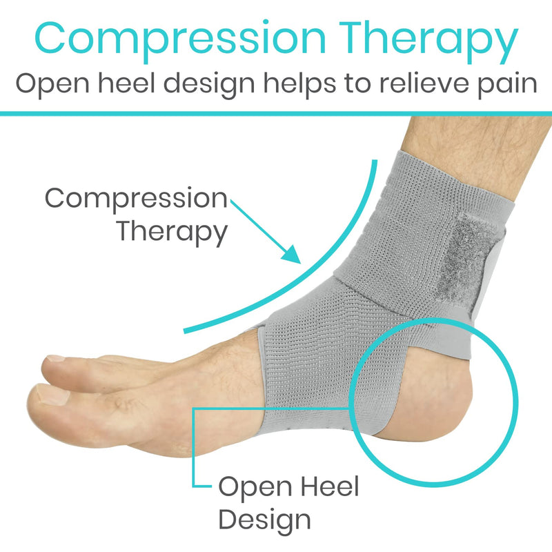 Vive Ankle Wrap - Strap Heel Brace Stabilizer For Sprained Foot - Breathable, Soft, Firm Compression Sport Sleeve For Swelling - Adjustable Nonslip Elastic Support For Tendonitis - For Women, Men Gray - NewNest Australia