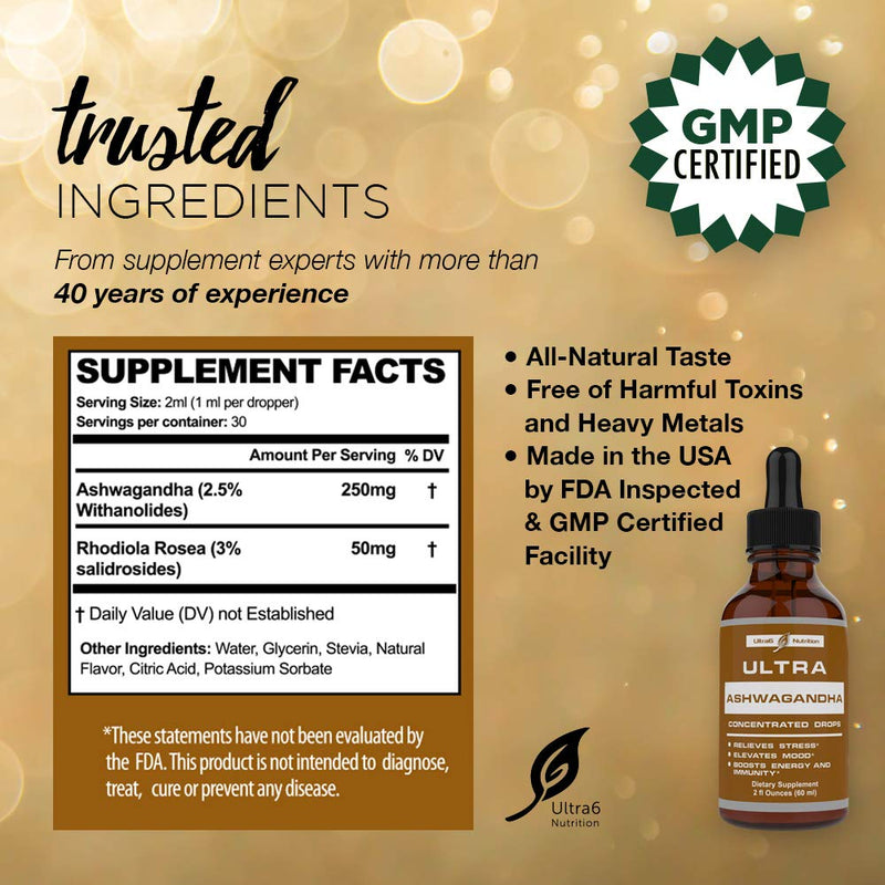 100% Natural Ashwagandha Extract for Stress Relief and Adrenal Support. This Ashwagandha Liquid & Rhodiola Rosea Supplement is a Mood Enhancer, Cortisol Manager and a Natural Sleep Aid - NewNest Australia