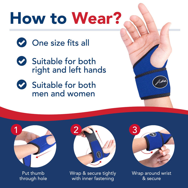 Doctor Developed Comfy,Lightweight,Wrist Support-Strap-Brace-Hand Support, Perfect fit for both Right and Left Hand, for Men and Women by Dr Arthritis - Single (Blue) Blue - NewNest Australia