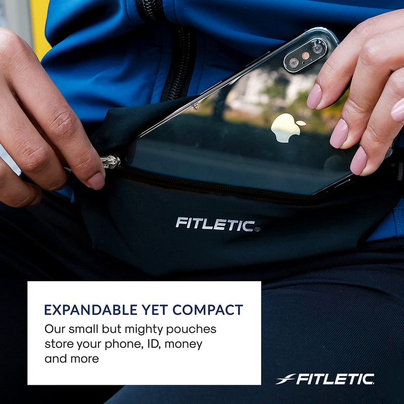 Fitletic - Mini Sport Belt Runners Pouch, Running Waist Belt, Expandable Lycra Running Pouch with Adjustable Band, Waist Pouch for Phone, IDs, and Credit Cards Black - NewNest Australia