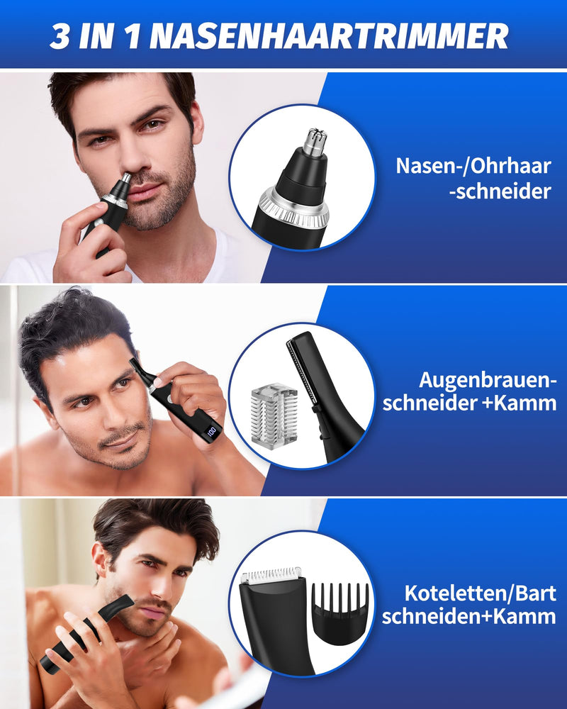 Nose Hair Trimmer USB Rechargeable Nose Hair Trimmer 3 in 1 Set Ear Hair Trimmer Nose Hair Remover Ear Hair Trimmer Ear Trimmer for Men & Women - NewNest Australia