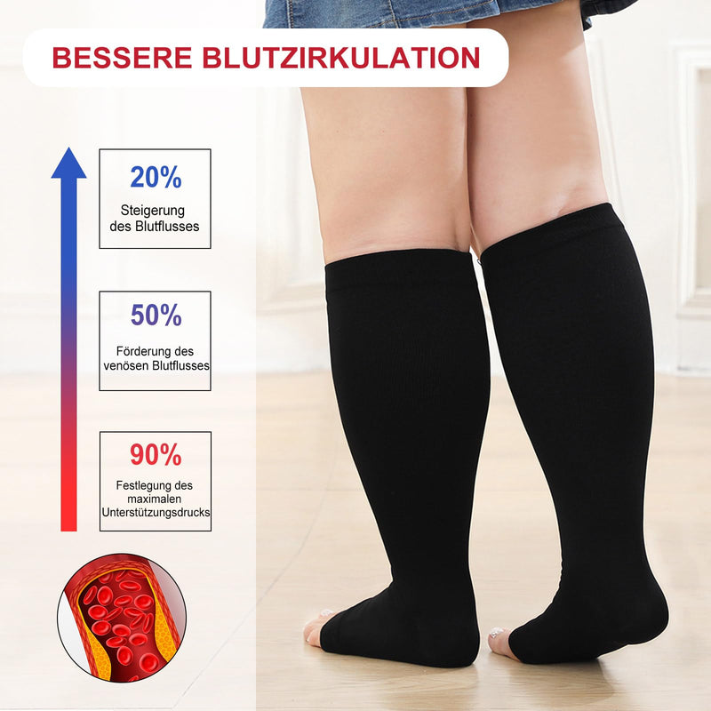 Zfsock Compression Stockings Thick Calves Men: Thrombosis Stockings Women Support Stockings Medical Compression Socks Plus Size Men Open Toe No Toe Travel Stockings 20-30Mmhg 1 Pair 4Xl Black - NewNest Australia
