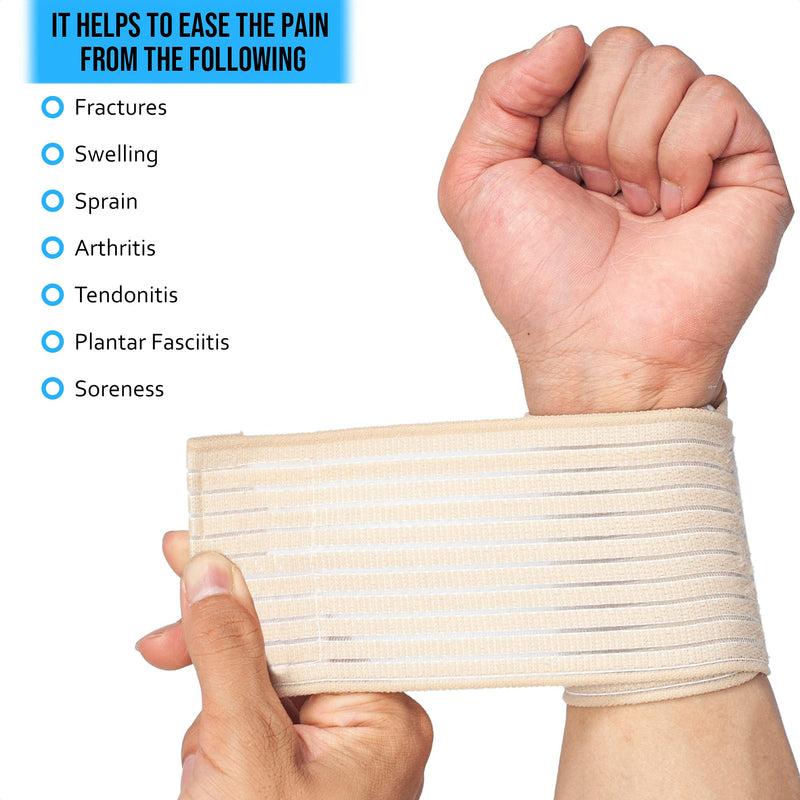 360 RELIEF - Wrist Support Wrap Compression Brace for | Sports Injury, Relieve Muscle Pain, Sprain, Fitness, Gym Crossfit, Weightlifting, Powerlifting | Beige with Mesh Laundry Bag | - NewNest Australia