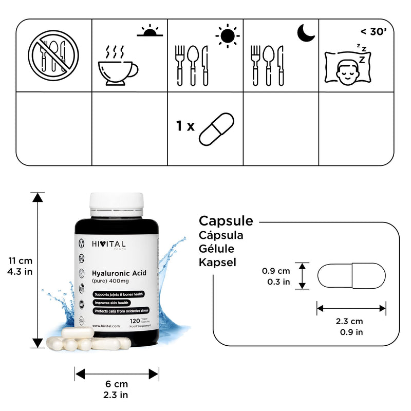 Hyaluronic Acid Capsules 400 Mg, 120 Vegan Capsules (Supply For 4 Months), High Dose, Concentration And Bioavailability That Keeps Cartilage, Joints, Bones And Skin Healthy. - NewNest Australia