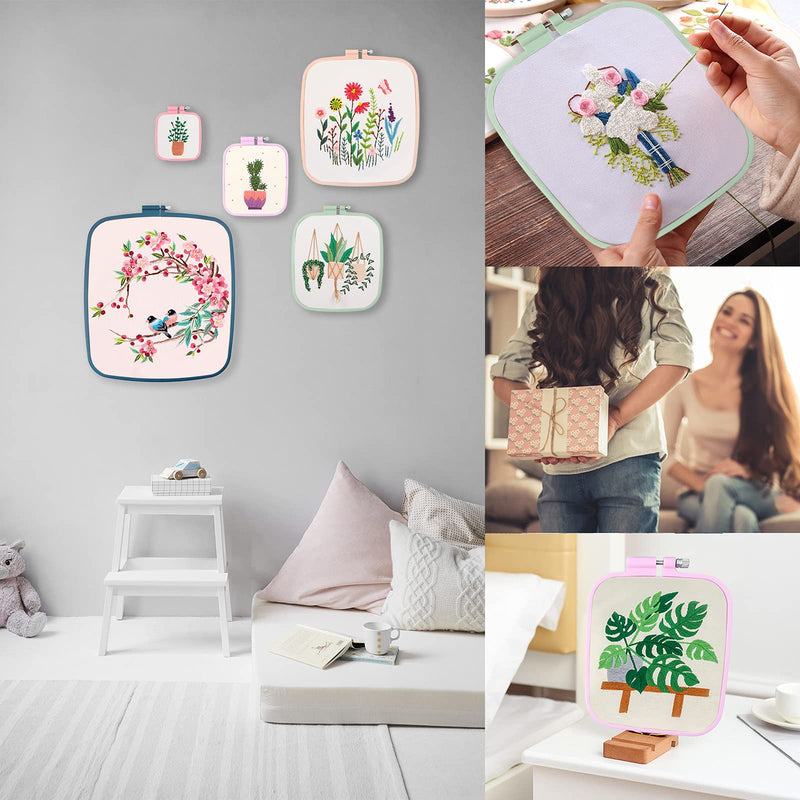 ZOCONE 3Pcs 3 Size Square Embroidery Hoops, ABS Plastic Embroidery Hoops Cross Stitch Hoops Embroidery Frames for Sewing, Needlework, Embroidery Projects (Size-3", 4.3", 6.5") Size-3", 4.3", 6.5" - NewNest Australia
