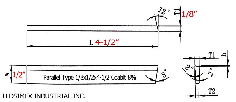 Set of 2 8% Cobalt 1/8" x 1/2" x 4-1/2" for Lathe Parting Cut Off Blade Parallel Tyle - NewNest Australia