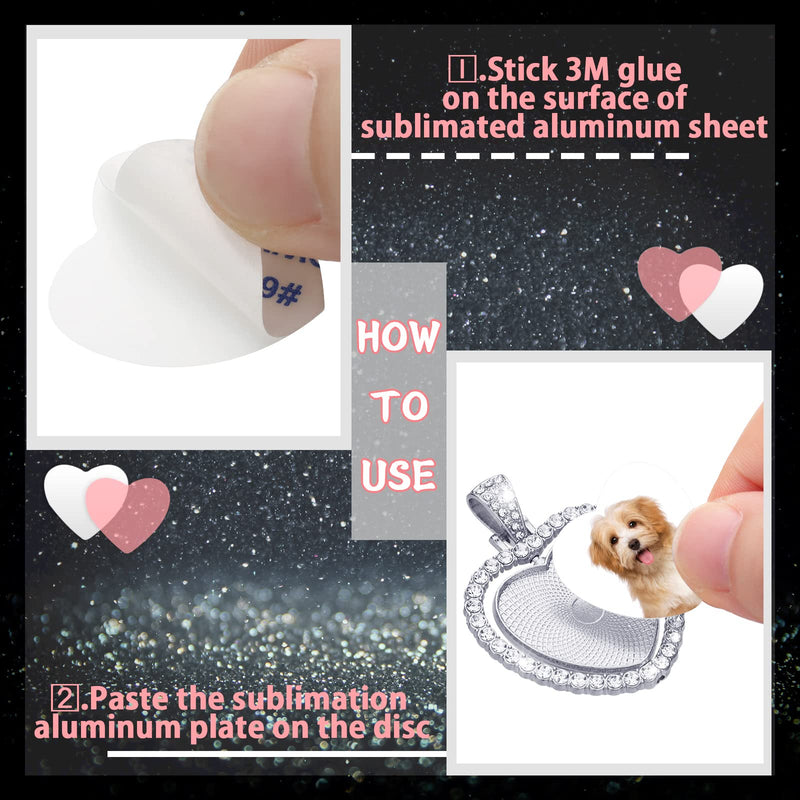 24 Pcs Sublimation Rhinestone Trays Pendant Set, Including 6 Heart Shape Double Sided Blank Rhinestone Bezel Trays, 6 Pcs Thick Chains with 12 Sublimation Discs for Making Gold, Silver, Rose Gold - NewNest Australia