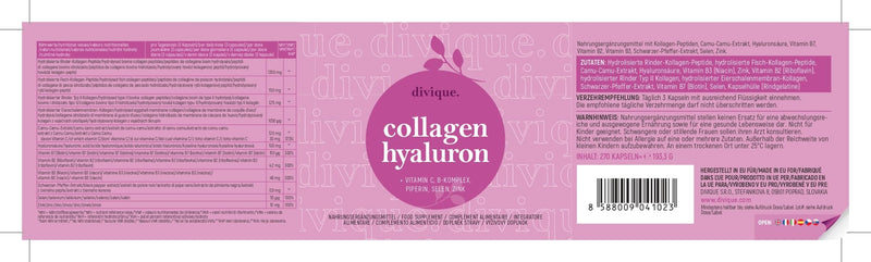 Divique Collagen Capsules High Dose Pack Of 270 - Collagen Complex Type 1, 2, 3, 5, 10 - Hyaluronic Acid Collagen Capsules With Hyaluron, Vitamin C, Biotin, Selenium, Zinc - 1500Mg Collagen - NewNest Australia