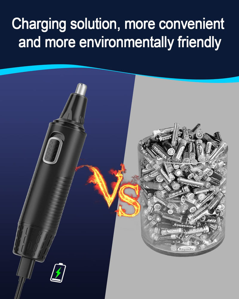 Nose Hair Trimmer, USB Rechargeable Nose Hair Trimmer 3 in 1 Set Ear Hair Trimmer with Double Cutting Blades, Professional Painless Eyebrow and Eye Hair Trimmer for Men and Women Black - NewNest Australia