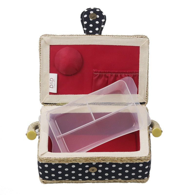 Sewing Basket Kit Sewing Box with Mini Sewing Accessories for Kids, Small (Black Polka Dot) Black Polka Dot - NewNest Australia