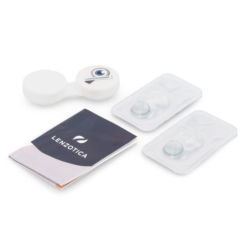 Lenzotica Very Strong Natural Opaque Blue Contact Lenses Colored Atlantis Gray + Container, 1 Pair (2 Pieces), Dia 14.00, No Prescription, 0.00 Dioptres, 3 Month Lenses, No Prescription, Soft Lens - NewNest Australia