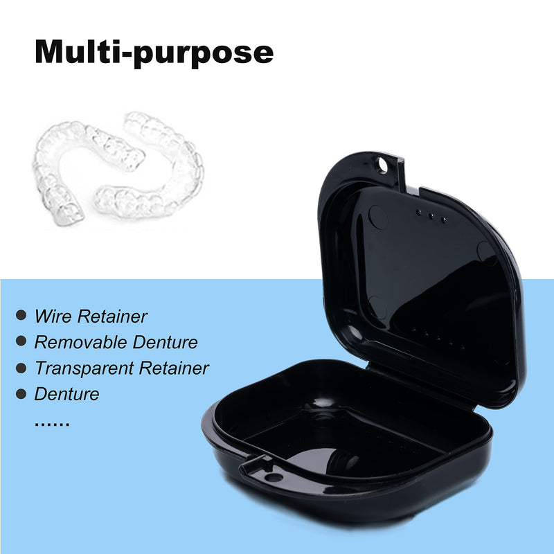 Retainer Case with Vent Holes, 6 Pcs Denture Case, Tight Snap Lock Orthodontic Mouth Guard Case， Black, White, Yellow, Light Purple, Pink and Blue, Easy to Use - NewNest Australia