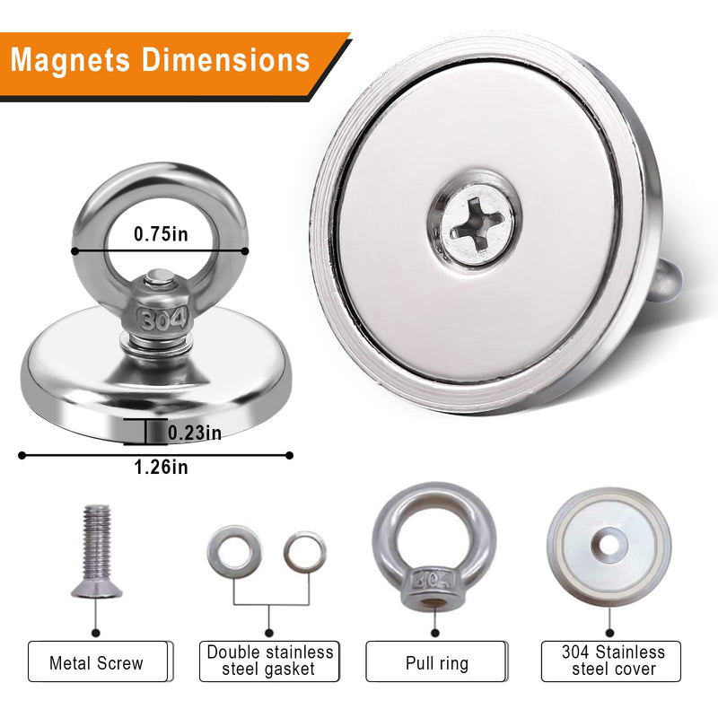 DIYMAG Magnetic Hooks, 100 lbs Heavy Duty Rare Earth Neodymium Magnet Hooks with Countersunk Hole Eyebolt for Home, Kitchen, Workplace, Office and Garage, Pack of 6 100lbs Magnetic Hooks-6P - NewNest Australia