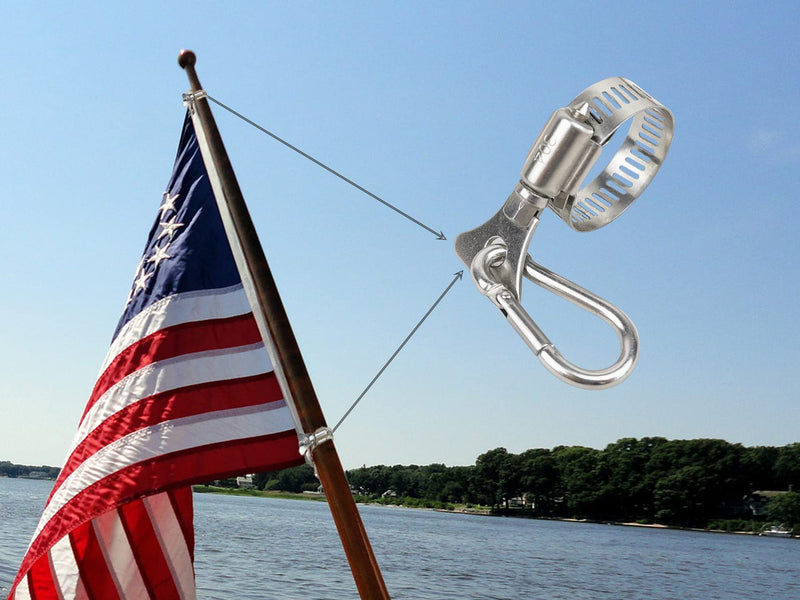 Flag Clips with Carabiner Flag Pole Clips Mount for Grommet Flag Pole Stainless Steel Flag Clamp Holder for Boat, Bike, Vehicle, Truck, ATV, UTV, House, Garden Flag Pole - NewNest Australia
