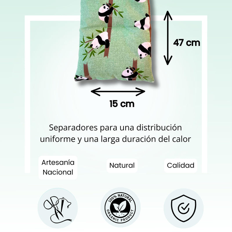 Grain pillow microwave, heat pillow wheat with lavender 47 x 15 cm. Heat and cold pillow for neck, shoulder, lumbar muscles... Made from organic seeds and durable, soft cotton fabric Panda Bambú - NewNest Australia