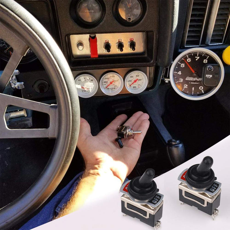 Heavy Duty Rocker Toggle,15A 250V 20A 125V SPST 2 Pin ON/Off Switch Metal Bat Waterproof Boot Cap Cover 6 Pieces Black - NewNest Australia