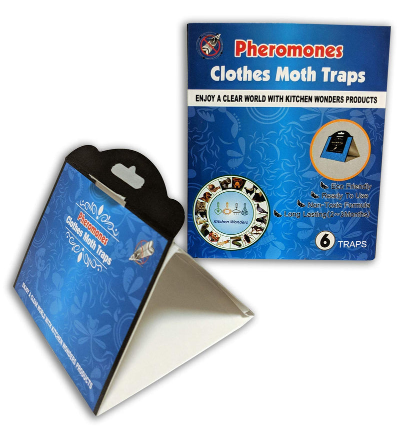 NewNest Australia - Clothes Moth Traps (6 Count) Moth Repellent with Pheromones Lure| Sticky Glue Traps for Bugs, Moth Killer for Carpet, Wool Clothes| Moth Traps Closet Clothing Eco-Friendly, Kid and Pet Safe. 