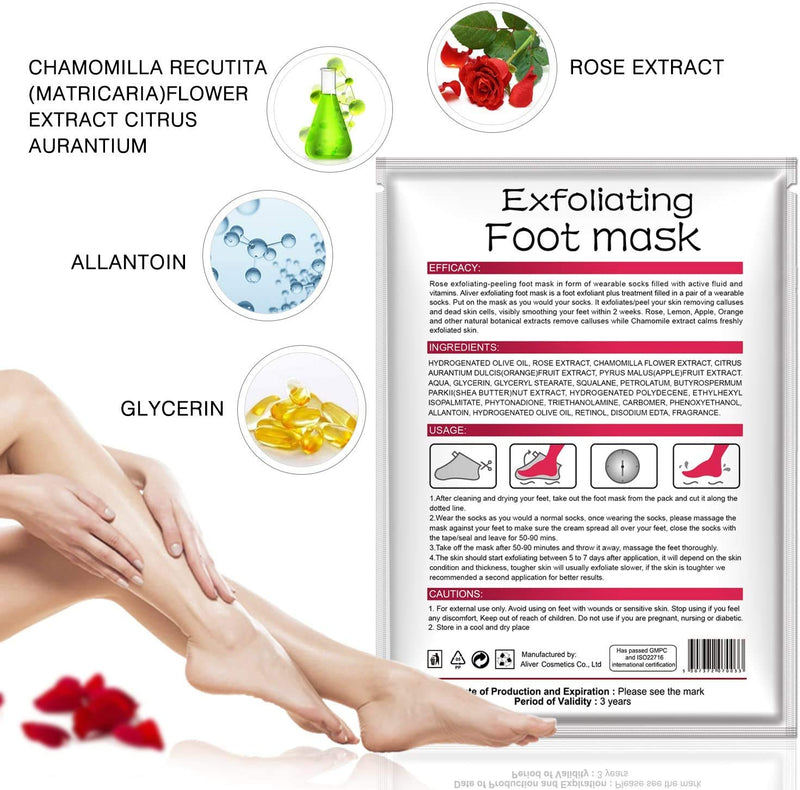 Foot Peel Mask 3 Pack, Baby foot Mask Remove Dead and Dry Skin Callus & Get Smooth Baby Feet Moisturizing Foot Mask Peel Exfoliating Foot Treatment for Men and Women(Rose) - NewNest Australia