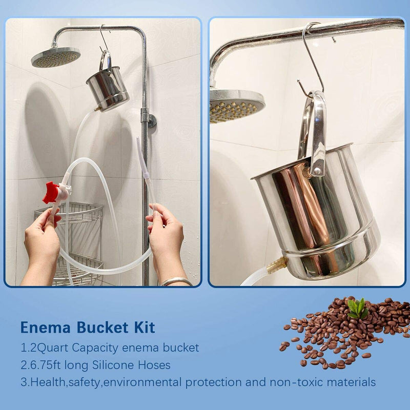 Smokitcen Coffee Enema Bucket Kit Stainless Steel 2 Quart Capacity for Cleansing Detox Enemas - NewNest Australia