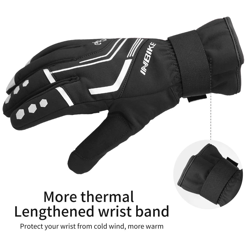 INBIKE Cycling Gloves for Men Winter Windproof Reflective Thermal Gel Pads Touch Screen Windproof-Black Medium Palm Girth 8.5-9" - NewNest Australia