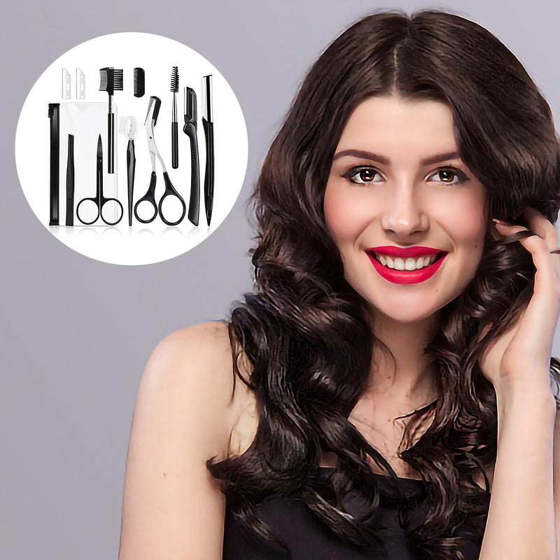 11pcs eyebrow set, tweezers eyebrow plucking eyebrow razor set with eyebrow comb, tweezers, razor, brush, scissors set, easily create perfect eyebrow shapes - NewNest Australia