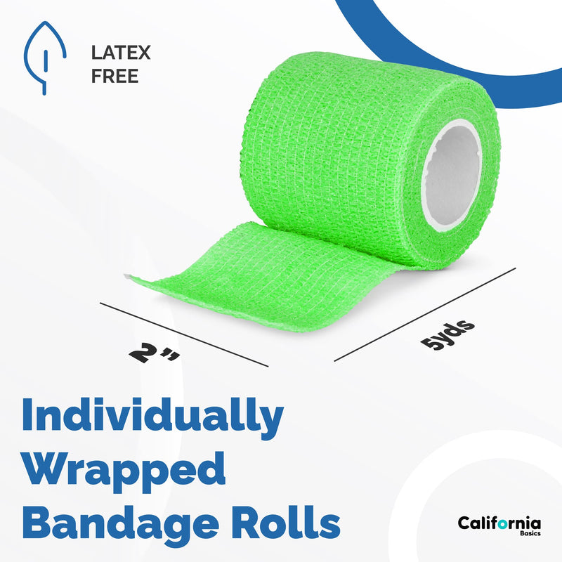 Self Adhesive Bandage Wrap - 2 inch by 5 yards Self Adhering Non Woven Cohesive Bandage Rolls (12 Pack) - Stretch Wrap - Multi Colored Neon Athletic Tape for Wrist - Medical Tape Waterproof - Vet Wrap 2 Inch 12 Pack - NewNest Australia