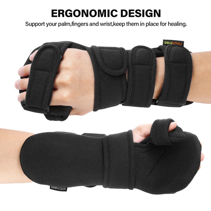 Hoomtree Stroke Resting Hand Splint, Right And Left Hand Splint With Finger Separator, Resting Hand Support, Wrist Support For Sprain, Tendonitis, Carpal Tunnel (Left, Black) - NewNest Australia