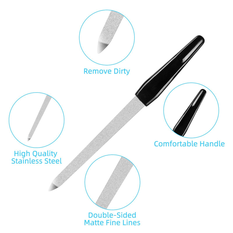 URAQT Nail File Set, 6pcs Stainless Steel Nail Files with Comfortable Handle, Professional Manicure Pedicure Tools, Double Sided Emery Boards for Acrylic and Natural Nails, 6 Sizes Stainless Steel/6Pcs - NewNest Australia