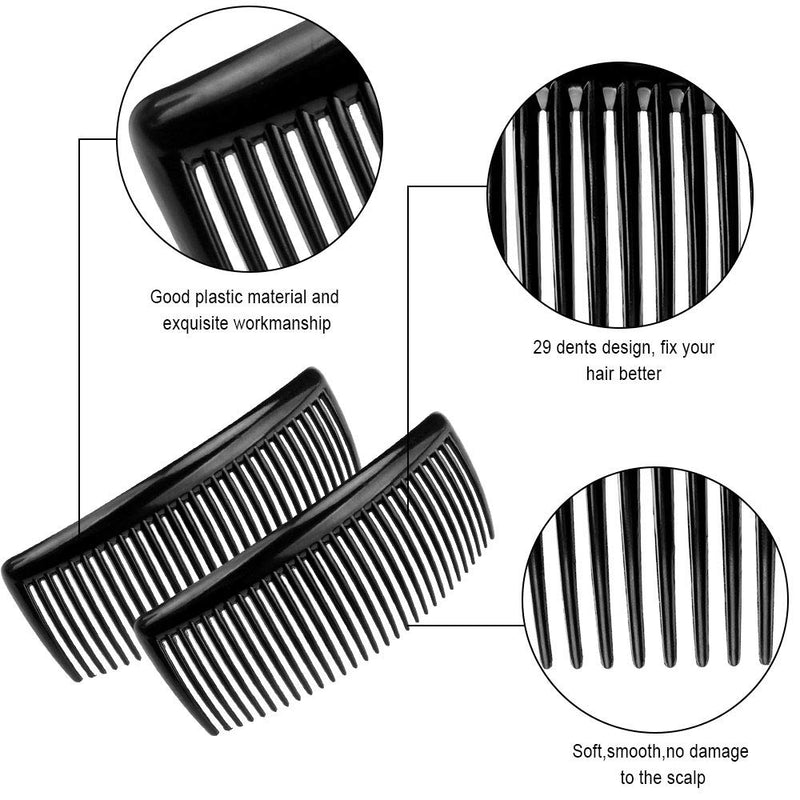 24 PCS Hair Comb Slides Women Teeth Hair Combs Plastic Comfortable Hold Hair Well Hair Comb Slides For Women Girls Securing a French Twist Updo Black 29 Teeth - NewNest Australia