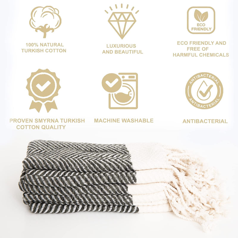 Smyrna Turkish Cotton Kitchen Dish Towels Herringbone Series Pack of 6 | 100% Cotton, 12x12 | Machine Washable Wash Cloths | Soft, Absorbent, Prewashed and Quick Dry Turkish Dish Towels (Army Green) Dish Towels (12x12 Inches) Army Green - NewNest Australia