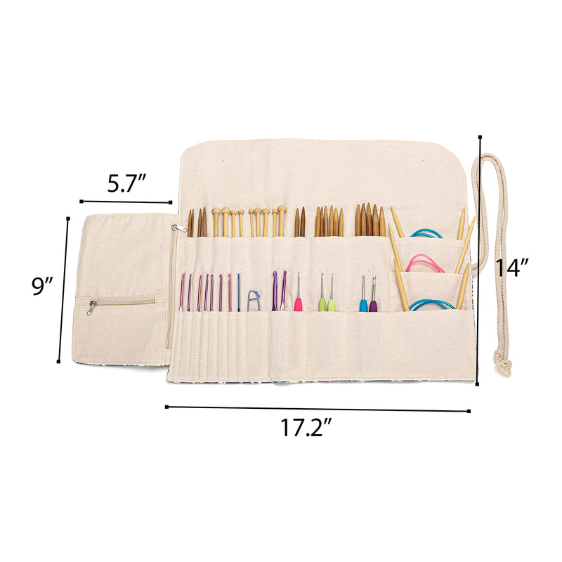 Teamoy Knitting Needles Holder Case(up to 11 Inches), Rolling Organizer for Straight and Circular Knitting Needles, Crochet Hooks and Accessories, Arrow - NO Accessories Included Gray - NewNest Australia
