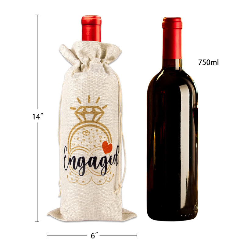FLYAB Engagement Gifts for Couples,Engagement Gift Wine Bag,Burlap Wedding Wine Bag with Drawstring for Bride Groom Newlywed Wedding Engagement Party Supplies - NewNest Australia