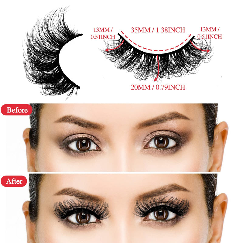 Sibba Multi-layered 5D Lashes False Eyelashes 10 Pairs Dramatic 20 mm Faux Mink Fake Lashes Pack Wispy Long Thick High Crossed Volume Fluffy Eyelash Extension Strip Eye Makeup - NewNest Australia