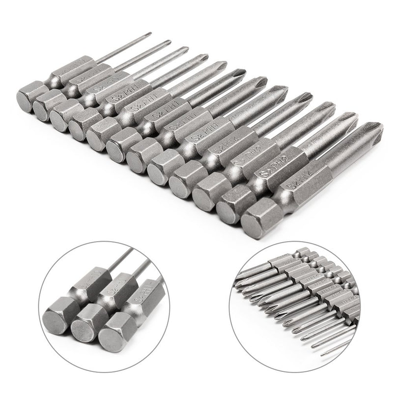 Rocaris 12Pcs Hex Shank Magnetic Phillips Cross Screwdriver Bits 50mm 1/4 Inch - NewNest Australia