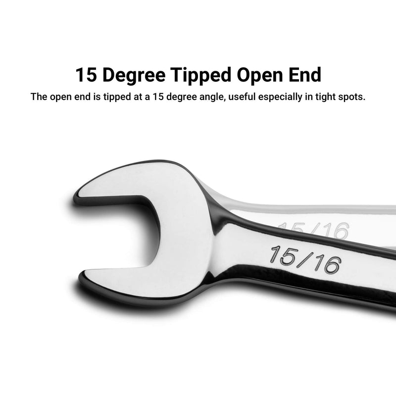 Capri Tools 15/16-inch Combination Wrench, 12 Point, SAE, Chrome (1-1412) 15/16" - NewNest Australia