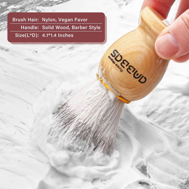 Anbbas shaving brush, beard brush made of nylon hair with POP shaving cup made of food-safe melamine, 100g shaving soap shaving set for men wet shaving, hair removal for women girls birch - NewNest Australia