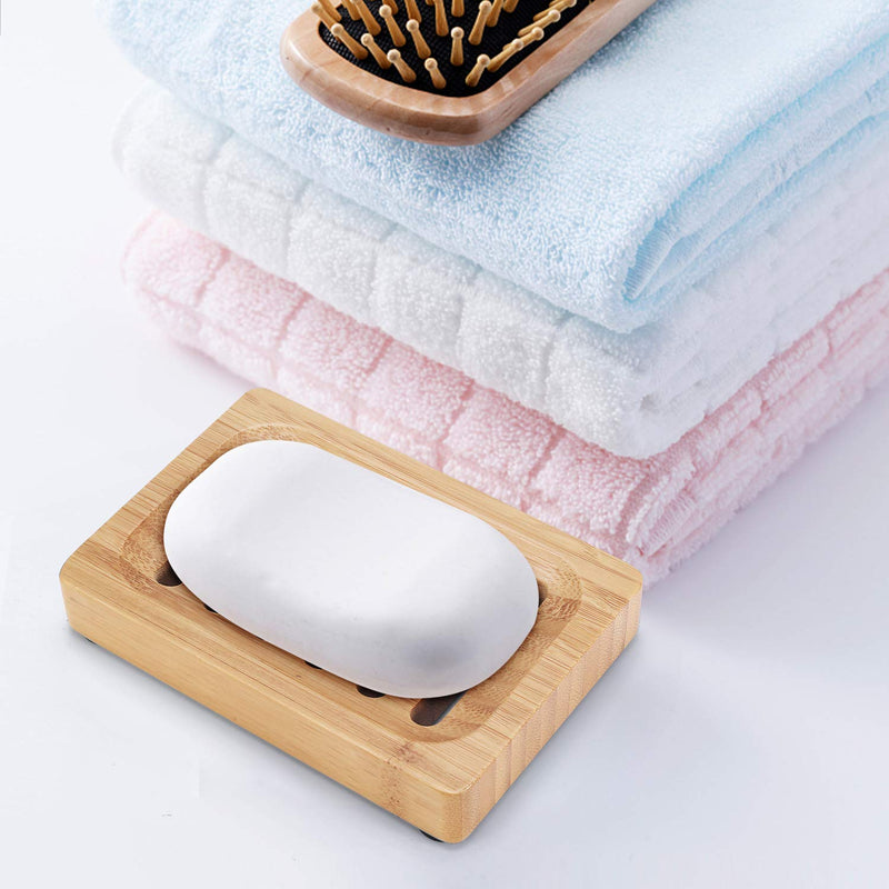 Bamboo Soap Dish, REVO 2 Pack Rustic Bar Soap Holder for Bathroom Sink Shower Kitchen, Natural Wooden Tray for Soap, Sponges - NewNest Australia