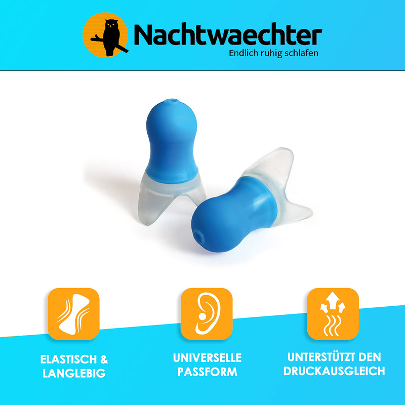 Nachtwaechter Travel Ear Plugs For Sleeping Pack Of 10 - 32Db Silicone Ear Plugs For Peaceful Sleep When Traveling - Plane Ear Plugs For Better Pressure Balance - NewNest Australia