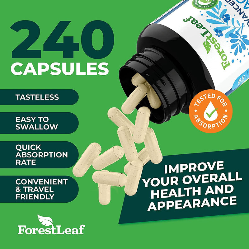 Advanced Collagen Supplement, Type 1, 2 and 3 with Hyaluronic Acid and Vitamin C - Anti Aging Joint Formula - Boosts Hair, Nails and Skin Health - 240 Capsules - by ForestLeaf - NewNest Australia