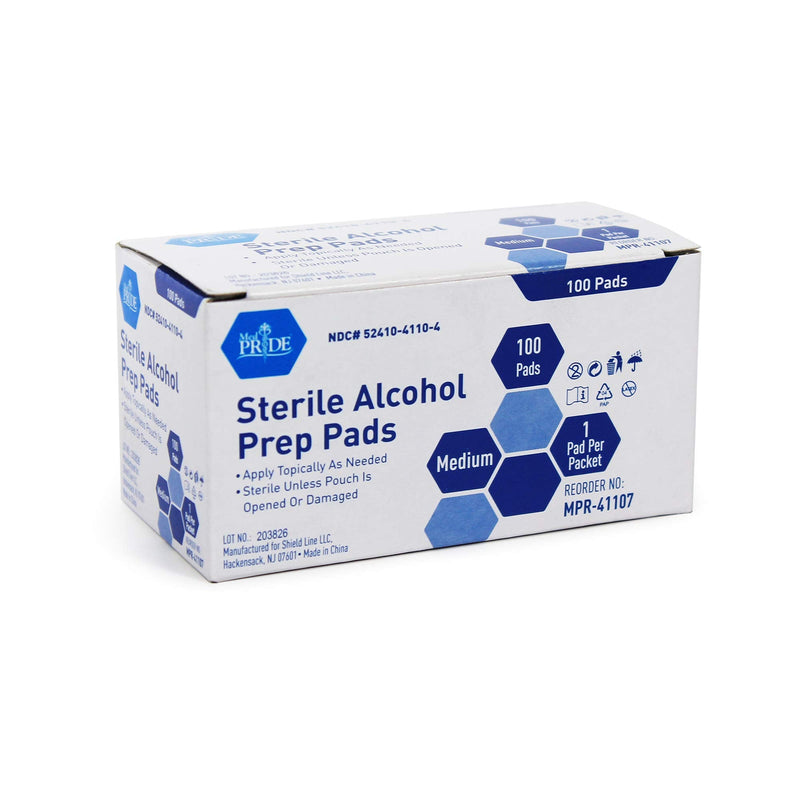 Medpride Alcohol Prep Pads| 100 Pack| Medical-Grade, Sterile, Individually-Wrapped, Isopropyl Cotton Swabs| Disposable, Medium Square Size, 2ply, Latex Free & Antiseptic| for Medical & First-Aid Kits - NewNest Australia