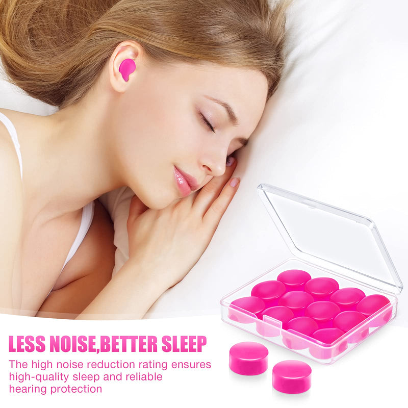 Nuanchu 14 Pairs Silicone Ear Plugs for Sleeping Soft Reusable Moldable Silicone Earplugs Gel Ear Plugs Noise Cancelling Earplugs with Case for Swimming, Snoring, Concert, Airplane (Rose Red) Rose Red - NewNest Australia