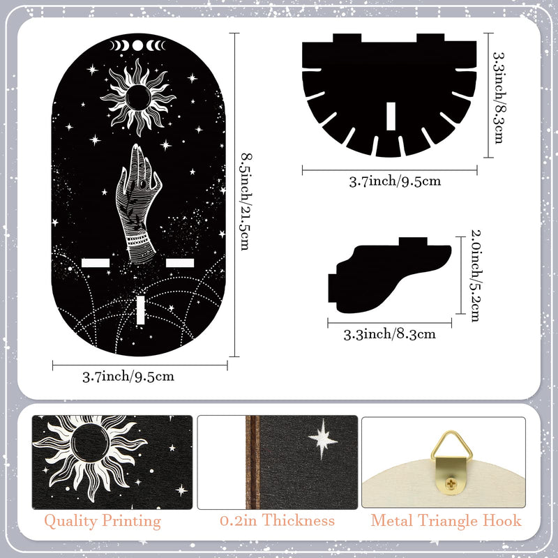 Small Crystal Shelf Black Crystal Display Shelf Magical Boho Hand Moon and Stars Shelf Witch Stuff Wooden Hanging Rustic Crystal Holder Stand with 3 Pieces Crystals Stone for Crystals Essential Oil - NewNest Australia