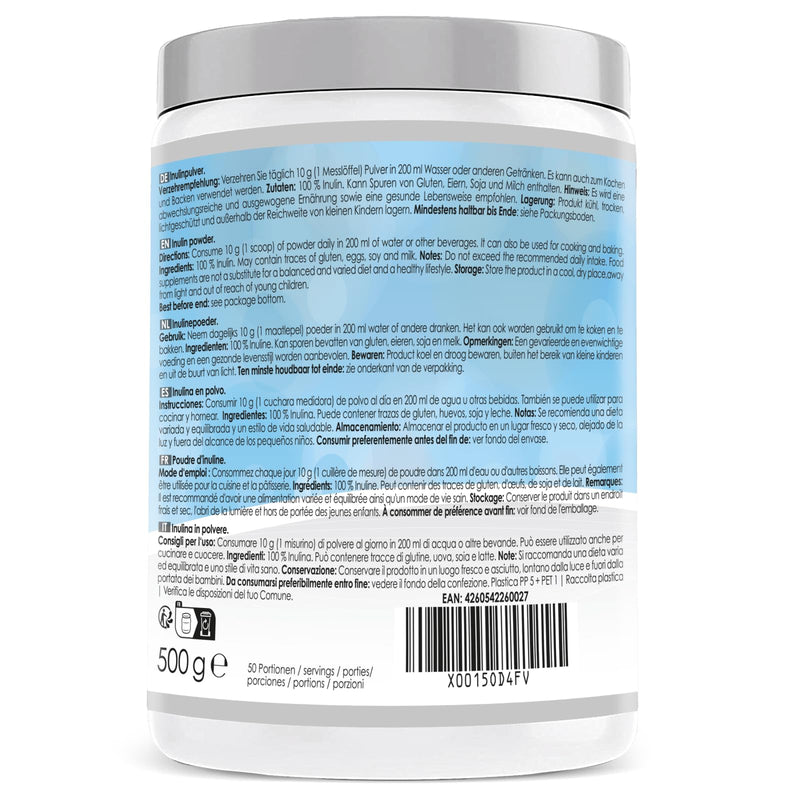 LINEAVI Inulin powder, 500g inulin powder, low-calorie fiber from chicory root (chicory), intestinal flora, can be used for drinks and for cooking and baking, made in Germany 500g (pack of 1) - NewNest Australia
