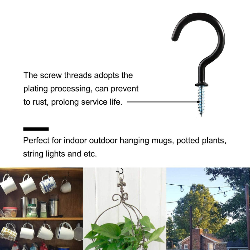50 Pack Ceiling Hooks 1-1/4inch Plants Hooks Screw-in Wall Hooks, Cup Hooks Vinyl Coated Kitchen Hooks for Outdoor and Indoor Use (50 PCS) - NewNest Australia