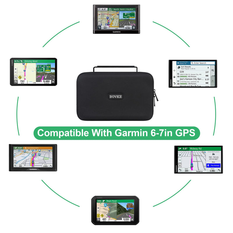BOVKE Hard GPS Case Compatible with 6-7 Inch Garmin DriveSmart 65/61 LMT-S, Nuvi 2797LMT Drive 61/60 Nuvi 2757LM GPS Navigator System, Extra Room for Car Chargers, Friction Mounts, USB Cables, Black Black + Inside Gray - NewNest Australia