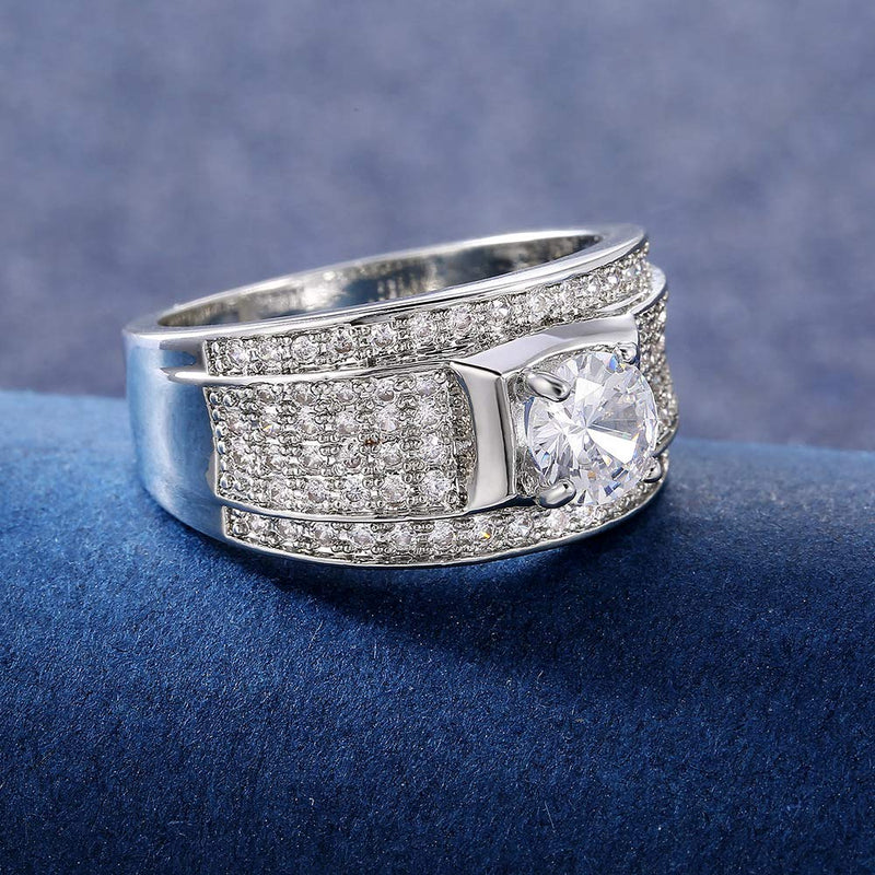 Square Cut Simulation 5A Moissanite Engagement Ring 925 Sterling Silver CZ Ring Men's Ring Fashion Domineering Business Men's Wedding Ring Inlaid Zircon Ring CZC012 (9) 9 - NewNest Australia