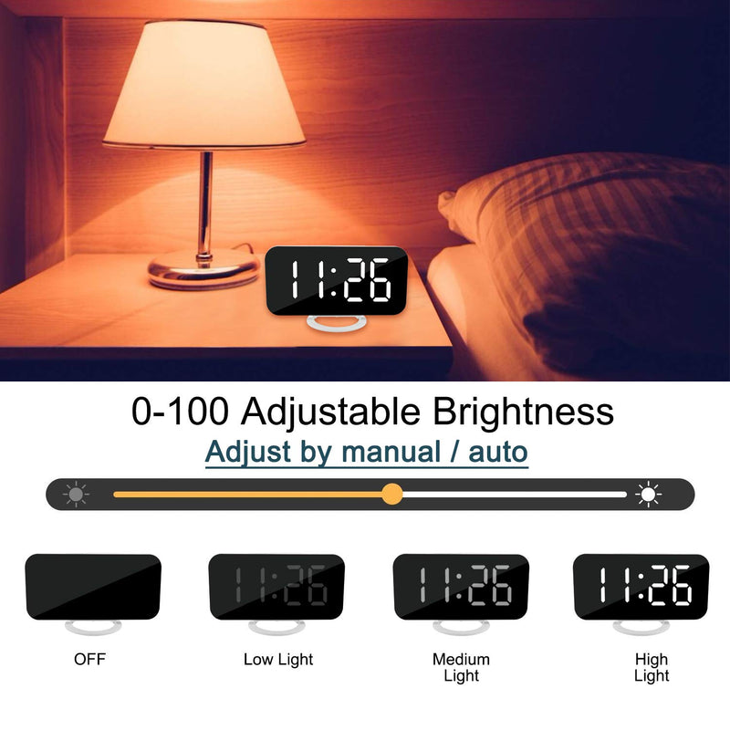 NewNest Australia - Digital Alarm Clock,6" Large LED Display with Dual USB Charger Ports | Auto Dimmer Mode | Easy Snooze Function, Modern Mirror Desk Wall Clock for Bedroom Home Office for All People White 