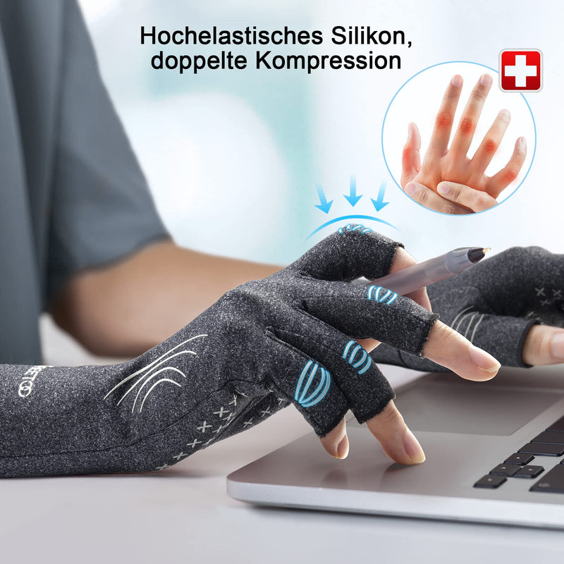 FREETOO Copper Infused Arthritis Gloves, Fingerless Compression Gloves Women/Men, Arthritis Pain Relief for Carpal Tunnel, Rheumatism, RSI, Tendinitis, Hand Pain Typing Gaming Knitted Gloves Gray - NewNest Australia
